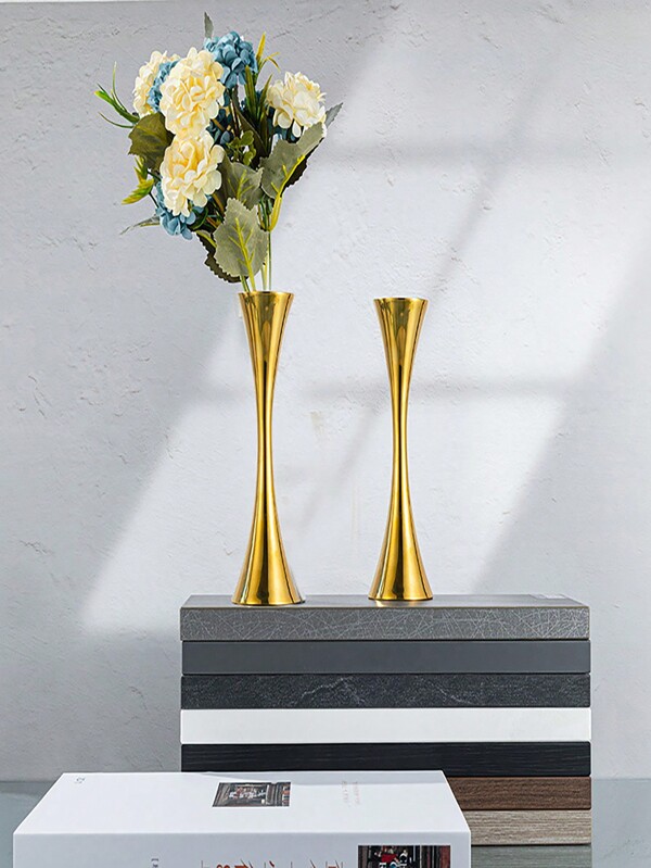 Vaso in acciaio inossidabile, innovativo, elegante, moderno, dalla bocca rotonda, vaso in metallo per fiori per il tavolo del soggiorno