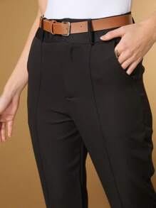 Women's Basic Straight Tailored Dress Pants - Black - View 4