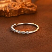 1 件 S925 纯银简约设计戒指，镶嵌合成锆石，时尚优雅的女士珠宝 - 銀色 - 查看 3