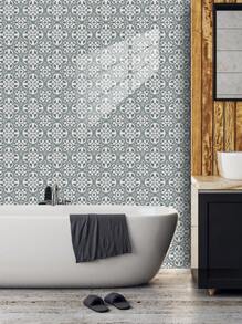 10片装花卉图案PVC仿瓷砖贴纸墙纸壁纸DIY拼接自粘可移除墙面装饰贴墙面家装防脏遮丑厨房卫生间客厅墙面空间美化拉玛装饰 装修贴纸可撕墙板 墙纸壁纸 春季装修用品 焕然一新家居 拉玛装饰贴纸 - 彩色 - 查看 9