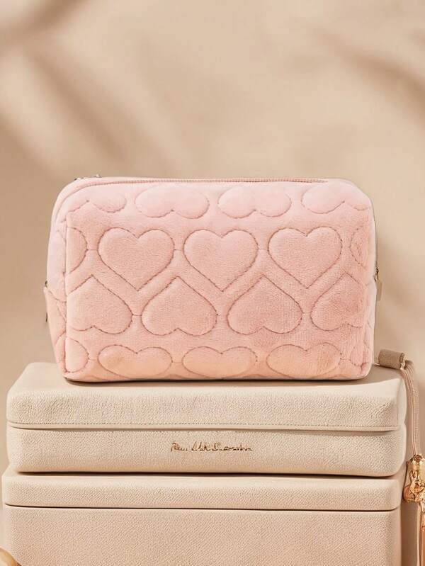1 Heart-Shaped Macaron Makeup Storage Bag, Portable Sweet Soft Cosmetics Toiletry Storage Bag, Wedding Bridesmaid Gift, Mom Gift, Birthday Gift, Gift For Friends And Teachers.
