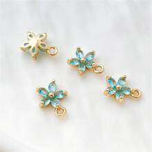 5 件 18K 镀金铜紫水晶锆石小花形 DIY 珠宝吊坠 - 彩色 - 查看 17