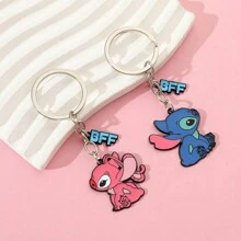 2 件套时尚卡通可爱史迪奇情侣钥匙扣、卡哇伊包包装饰吊坠 - 卡通可愛 - 查看 6