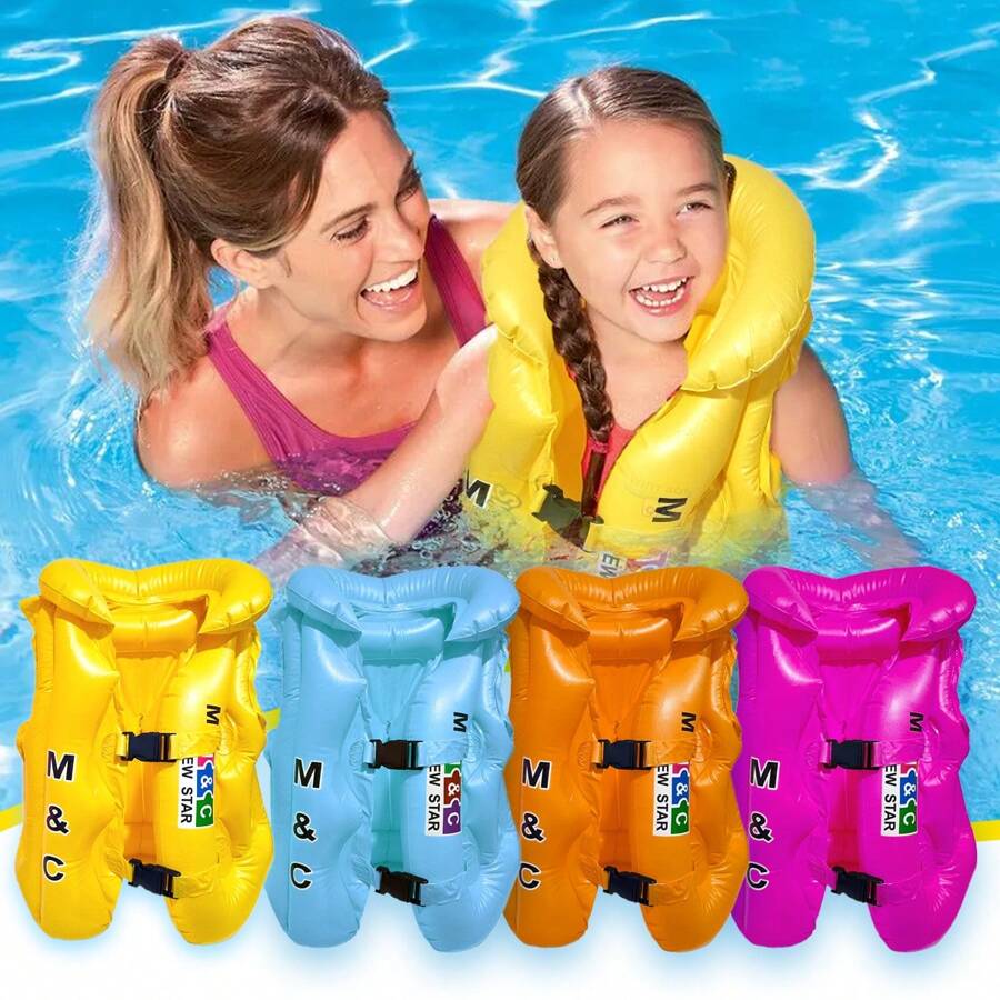 Children's Inflatable Life Jacket Pool And Beach Float 40cm - 黃色 - 查看 1