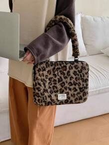 Laptop Bag Ins Korean Style Leopard Print Compatible With MacBook 13inch 14inch 15inch 15.6inch Shockproof Laptop Shoulder Bag