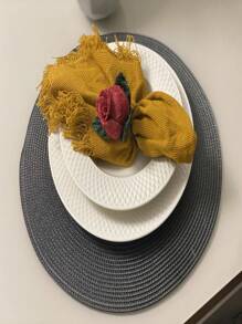 2/4/6 Pieces Round Placemat Set Sousplat Kitchen Dining - 深灰色 - 查看 2