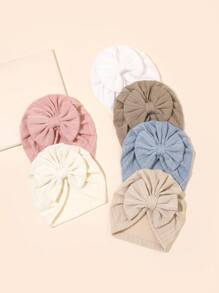 Set de 6 piezas de diademas con moño y gorros para bebé recién nacido, gorros de bebé, accesorios de temporada para bebés - Multicolor - Ver 4