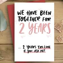 1pc Thẻ kỷ niệm 2 năm vui vẻ, 2 năm bên nhau, Nếu bạn hỏi tôi, 2 năm là quá dài, Thẻ tình yêu, Bạn trai, Bạn gái, Chồng, Vợ, Đối tác - Nhiều màu - Xem 9