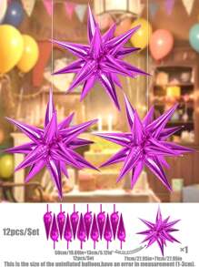 12 件套彩色爆炸星形铝箔气球，泪珠闪光气球，适用于婚礼生日派对装饰 - 彩色 - 查看 13