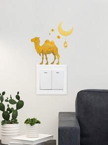 1 pieza Decoración de festival Pegatina decorativa para pared, pegatina para interruptor, pegatina autoadhesiva con diseño de luna, impermeable y removible de PVC para decorar la sala de estar y el dormitorio, pegatina para interruptor, pegatinas, vinilos decorativos para el hogar, artículos de decoración de primavera para refrescar tu hogar, pegatinas de decoración de festivales, regalos de cumpleaños, graduación, E-I-D - Multicolor - Ver 2