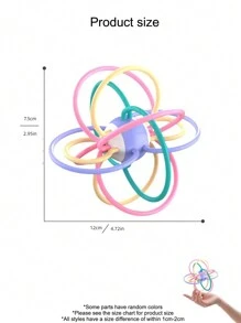 1 件婴儿牙胶和感官玩具和手抓曼哈顿球带柔软摇铃适用于婴儿安抚玩具，婴儿咀嚼和感官球适合 0-3 岁，安全 TPU 婴儿出牙玩具 - 彩色 - 查看 11