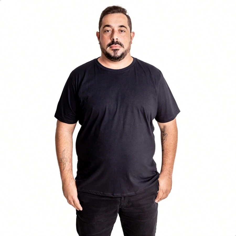 Plus Size Short Sleeve T-Shirt Comfortable Premium Cotton - Black - View 1