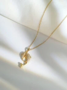 1 件可爱儿童水钻鱼、锦鲤、鲸鱼 925 银装饰项链，适合女性日常佩戴，附赠随机款式可爱贺卡 - 金黃色 - 查看 3