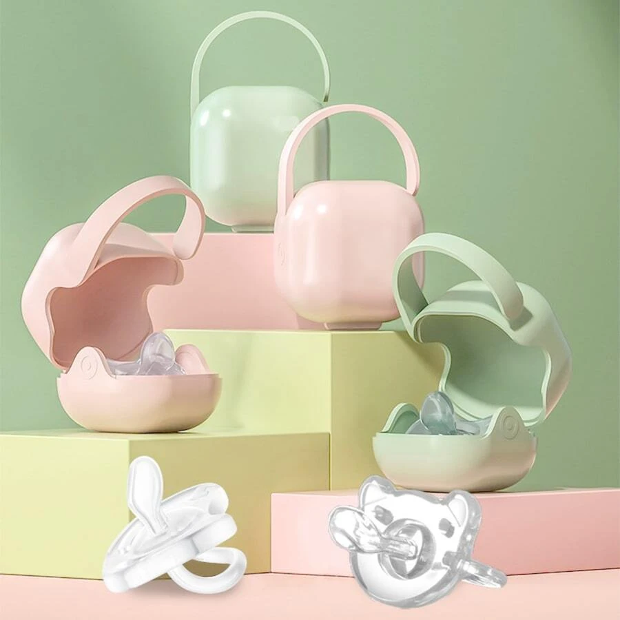 Silicone Baby Pacifier With Storage Box Set - Multicolor - View 1