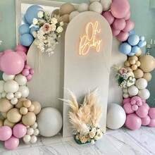 Dusty Rose Brown Balloon Garland Blue Pink Balloons Double Stuffed Tan White Sand Balloon Latex Pastel Balloons Arch Kit For Birthday Gender Reveal Wedding Party Decoration - Dusty Blue - View 2
