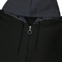 Men's Casual Style Plain 2-Color Hooded Sweatshirt With Kangaroo Pocket - Màu xám đen - Xem 3