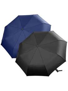 1pc Fully Automatic 8 Ribs Black Umbrella, Windproof Sun Protection Umbrella, UV Blocking Reverse Folding Compact Umbrella, Business Umbrella For One Person (Fabric Cover, Rib Color, And English Letter Pattern Design Randomly Assorted) For School,Office,Household,Travel, Back To School Supplies