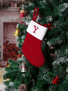 1 件圣诞快乐红色针织字母袜子，刺绣设计，优雅礼品袋适合圣诞节装饰和送礼 - 彩色 - 查看 11