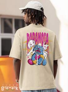 T-Shirt Bear Shirt Sreetwear Paranoia Monsters Print Oversize Cotton Ref 1473 FLUXOGEEK - Màu Khaki - Xem 5