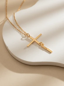 Collar de cruz personalizado con nombre, collar de dije de cruz con nombre plateado delicado, joyería con nombre para mujer, regalo cristiano de bautizo para ella - Multicolor - Ver 4