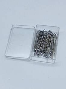 1 Caja de Alfileres para el Hiyab con acabado plateado brillante y aspecto similar a las perlas