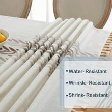 1 Piece Square Fringed Tablecloth, Plant Leaf Embroidery Linen Texture Fringed Tablecloth, Waterproof Dining Room Kitchen Table Cover Dust-Proof Decorative Coffee Table Desk Cloth, Suitable For Daily Home Decor, Holiday Party Decoration - Autumn Leaves Coffee - View 6
