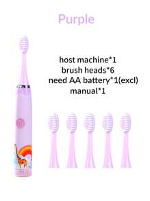 1 Pieza Cepillo de dientes eléctrico recargable/a pilas - a pilas con 1 botón y 1 ajuste de velocidad, recargable con 1 botón y 4 ajustes de velocidad, incluye 6 cabezales de cepillo