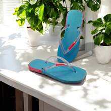 Personalized Women's Flip Flops In Glitter New Beach Fashion - Trắng/Hồng - Xem 9