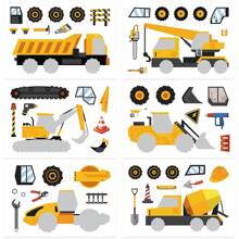 8 件装自制挖掘机工程车辆贴纸运输卡车挖掘机工程车 PVC 贴花 DIY 贴纸包贴花标签用于奖励、礼物和男孩文具用品 - 卡其色 - 查看 3