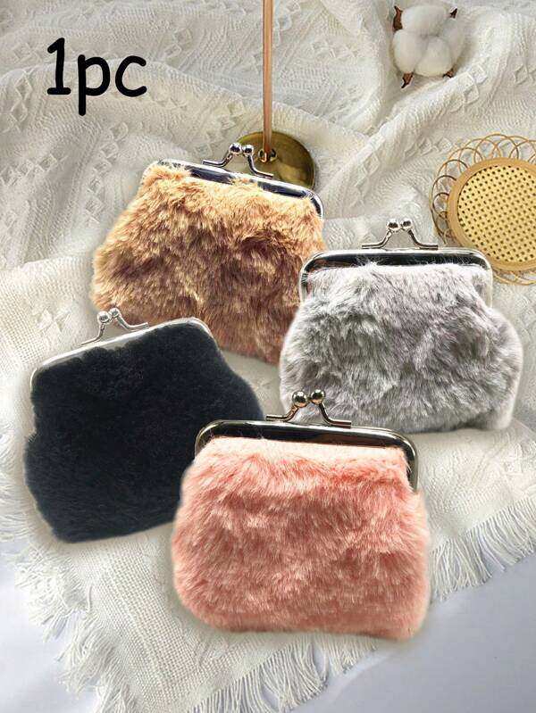 Furry Short Plush Accessory Storage Bag Multifunctional Portable Women's Gift Brand New Design Photography Suitable For Both Men And Women Couples Daily Use Dating Birthdays Holidays Back To School Vacation Beach Travel Commuting Students Picnics Camping Malist Ideal Gift For Girls For Women Wallet Mini Wallet Purse Wallet Coin Wallet