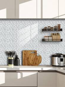 10 片自粘可剥离 DIY 马赛克瓷砖 PVC 水晶膜，切割和组装，用于美化橱柜、餐桌、客厅、卧室、浴室、电视和背景墙装饰和翻新。,翻新贴纸可剥离墙板,墙纸、壁纸,春季装饰物品让您的家焕然一新,拉玛装饰贴纸 - 彩色 - 查看 9