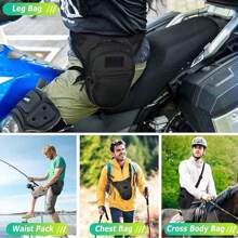 Bolsa de protección para pierna de motocicleta, bolsa impermeable para muslo de uso al aire libre, bolsa para pierna para hombre, riñonera para hombre, bolsa para muslo de mujer para uso al aire libre, bolsa bandolera para montar en motocicleta con correa para pierna desmontable, adecuada para senderismo, pesca y ciclismo - Negro - Ver 3