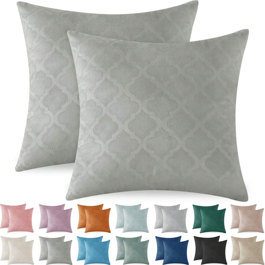 YSTYLE Fundas de almohada de terciopelo navideño Muebles para sofá Fundas de almohada para dormitorio Muebles para el hogar modernos Elegantes Suaves y resistentes con cremallera invisible - Gris - Ver 1