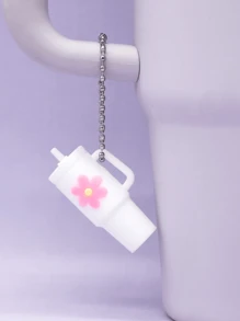 1 件时尚休闲爱彩色花朵钥匙扣创意奶茶杯小吊坠不倒翁钥匙扣杯子钥匙扣水瓶钥匙扣健身配套配件汽车配件包饰学院可爱哥特 Y2k 包饰挂绳带身份证夹汽车配件包饰 - 彩色 - 查看 18