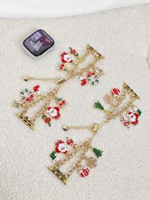 1 件奢华水钻双表带圣诞老人、甜甜圈、雪橇、Apple Watch 表带兼容 Apple Watch Ultra/SE/S10/9/8/7/6/5/4/3/2/1、38/40/41/42/44/45/46/49mm - 金色 - 查看 8