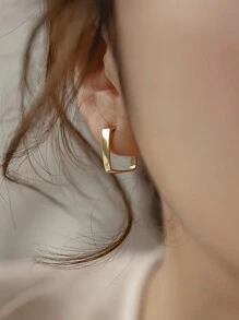 1 Cặp Hoa tai hình chữ U hình học bất đối xứng dành cho nữ, Hoa tai vòng vuông tối giản, Quà tặng trang sức hợp kim nhẹ nhàng, tinh tế, không gây dị ứng, Thích hợp để trang trí và làm phụ kiện hàng ngày - Nhiều màu - Xem 10