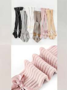 3 件/5 件儿童紧身裤，男童女童打底裤，弹力保暖连裤袜，婴幼儿蝴蝶结打底裤，秋冬季休闲百搭风格，可内穿或外穿