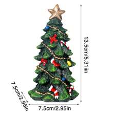 2 piezas Figura de árbol de Navidad de resina con purpurina y lentejuelas para decoración de mesa del hogar en Navidad