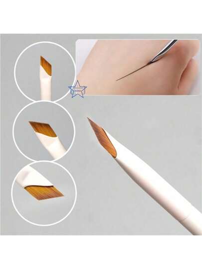 1 pezzo, Pennello per eyeliner a forma di lama avanzato con punta ultra sottile, pennello per sopracciglia angolato e pennello per dettagli precisi, colore bianco