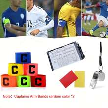 Soccer Referee Cards Kit ,Whistle Sets ,And Captain's Arm Bands, Warning Referee Red And Yellow Cards With Wallet Score Sheets - Soccer Referee Set+Whistle+Arm Bands - View 1