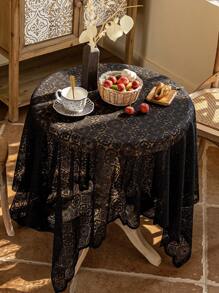 1pc Lace Tablecloth, Wavy Edge Decor, Polyester Material, Suitable For Living Room, Dining Room, Holiday Party, Wedding Decor - Multicolor - View 20