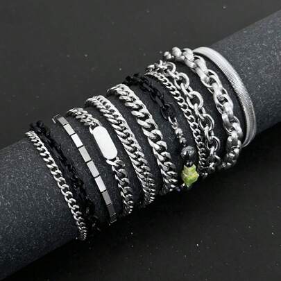 时尚不锈钢男士链手链，适合日常佩戴和送礼 - 圣诞节、新年、情人节假期