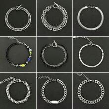 时尚不锈钢男士链手链，适合日常佩戴和送礼 - 圣诞节、新年、情人节假期 - 銀色 - 查看 2