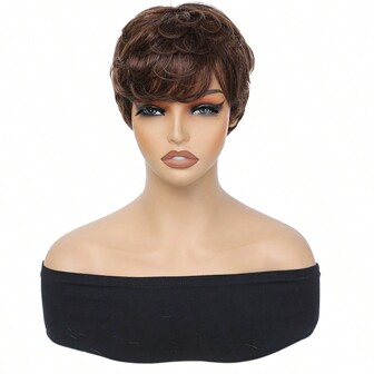 Pixie Cut Wig 100 Real Human Hair Rose Net Cap 150 Density Curly Wave Unisex All Ethnicities 6 Inch Length Colors S4 S27 S99J Free Premium Wig Cap Heat Resistant Dyeable Versatile Styling Party Sport Vacation Daily Use