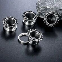 2PCS Screw 316L Stainless Steel Retro Ear Gauges Stretcher Piercing Ring Tunnels Expander Plugs Pair Selling