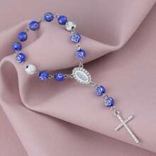 1 件男女装饰卧室天主教串珠玫瑰勋章和十字架挂饰适用于室内装饰房间装饰带来好运毕业礼物母亲节礼物