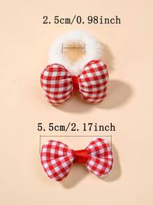 Bộ 4 kẹp tóc nơ kẻ caro đỏ dễ thương cho trẻ em, kẹp tóc mái xinh xắn cho bé gái, thích hợp cho tiệc Giáng sinh - Nhiều màu - Xem 5