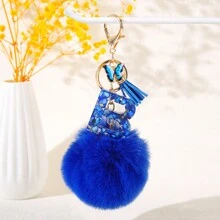 1PC Resin Alphabet Keychain With Hairball Butterfly And Tassel Charm, Women's Day Gift - Letter Initial Keyring With Lobster Clasp For Handbags, Backpacks, Car Keys Decoration