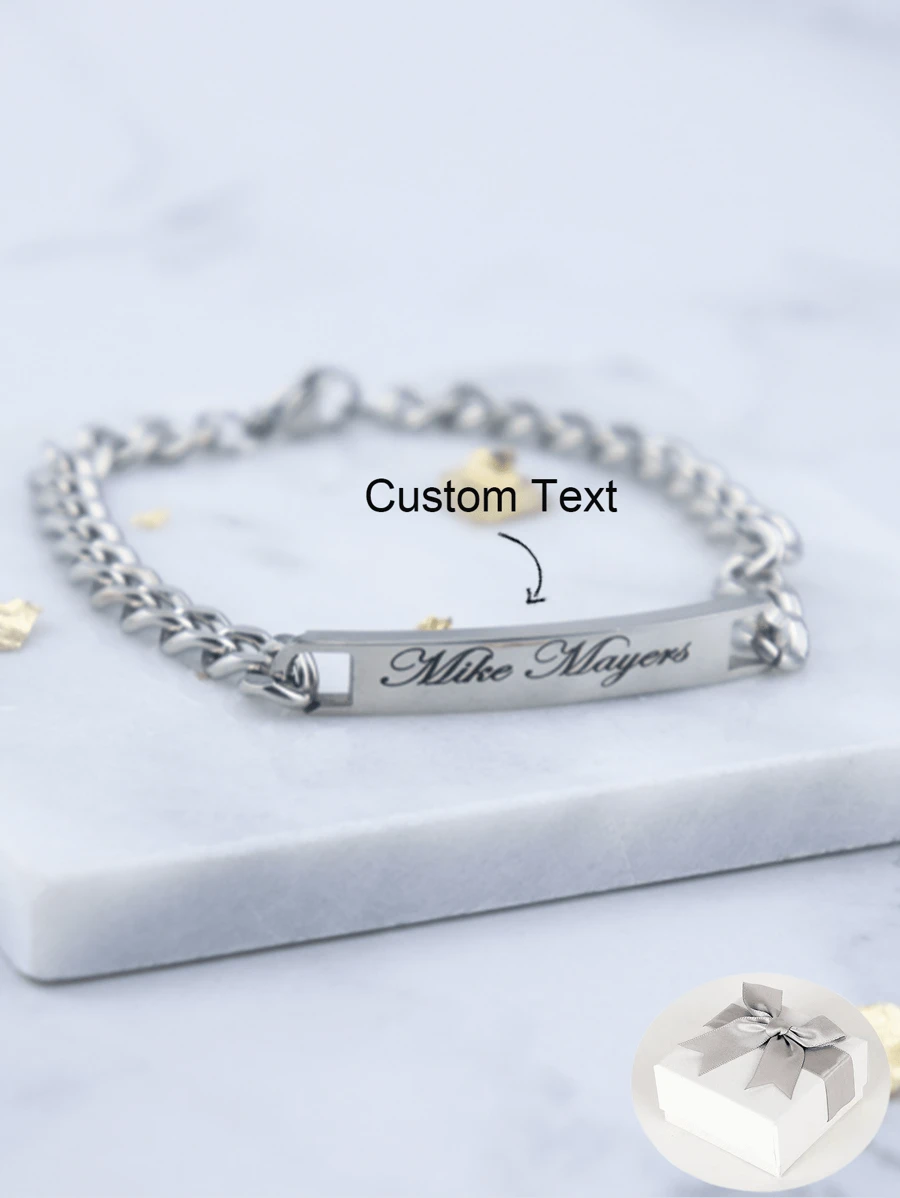 1 chiếc vòng tay ảnh mắt bằng thép không gỉ khắc tên theo yêu cầu, mạ vàng 18K, có thể khắc họ tên hoặc ảnh mắt, vòng tay cá nhân hóa vàng/bạc, chất liệu thép không gỉ, quà tặng cho bạn trai, Giáng sinh, Ngày của Cha, quà tặng cho bạn trai, bạn gái, bố. - Nhiều màu - Xem 1