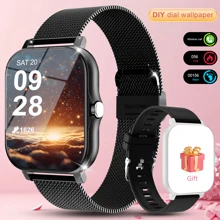 1pc Smart Watch For Men & Women With Metal Band & Additional Silicone Strap, 1.83" Touchscreen, Calling Function, Alarm, Message Reminder, Multi-Sport Modes, Step & Calorie Counter, USB Charging, Compatible With Android & IOS - 240P TFT Display, 180mAh Lithium-Ion Battery, Suitable As Holiday Gift